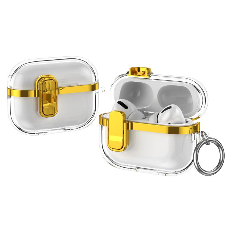 For AirPods Pro 2 Electroplating Transparent Wireless Earphones Case with Security Lock