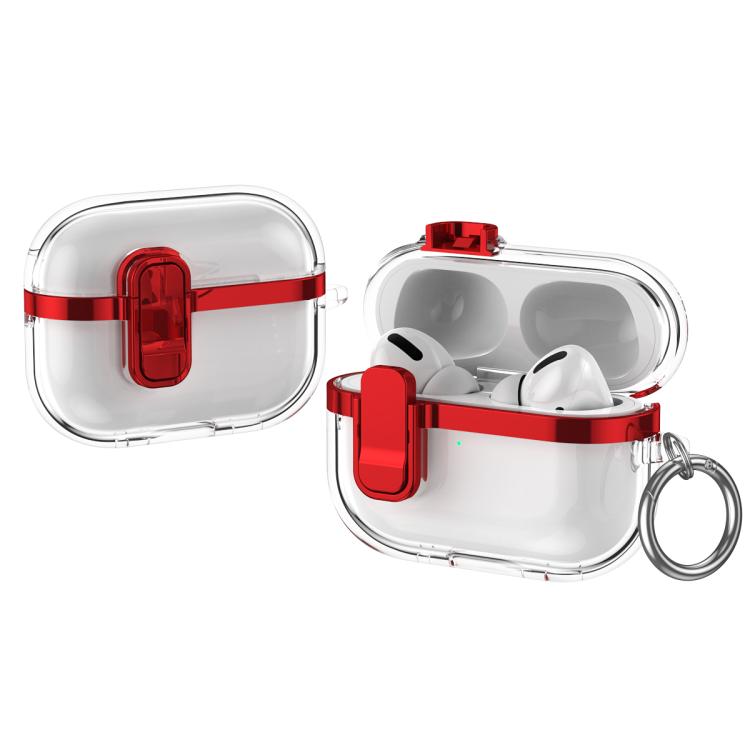 For AirPods Pro 2 Electroplating Transparent Wireless Earphones Case with Security Lock