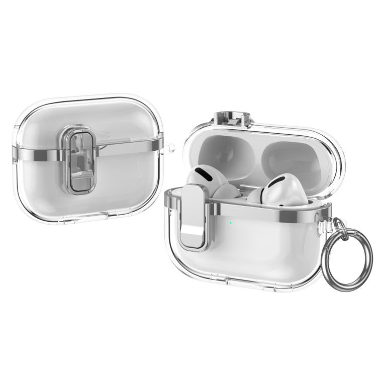 For AirPods Pro 2 Electroplating Transparent Wireless Earphones Case with Security Lock