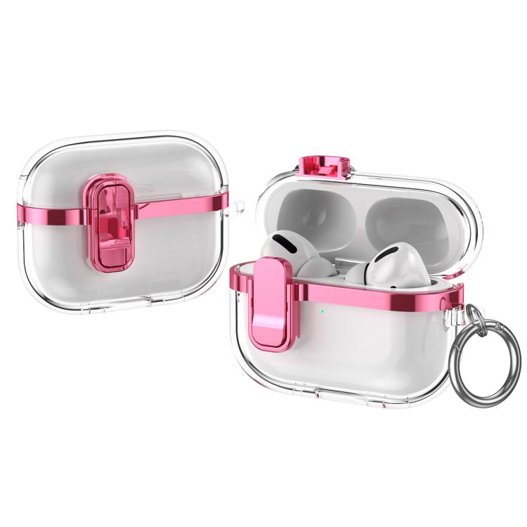 For AirPods Pro 2 Electroplating Transparent Wireless Earphones Case with Security Lock