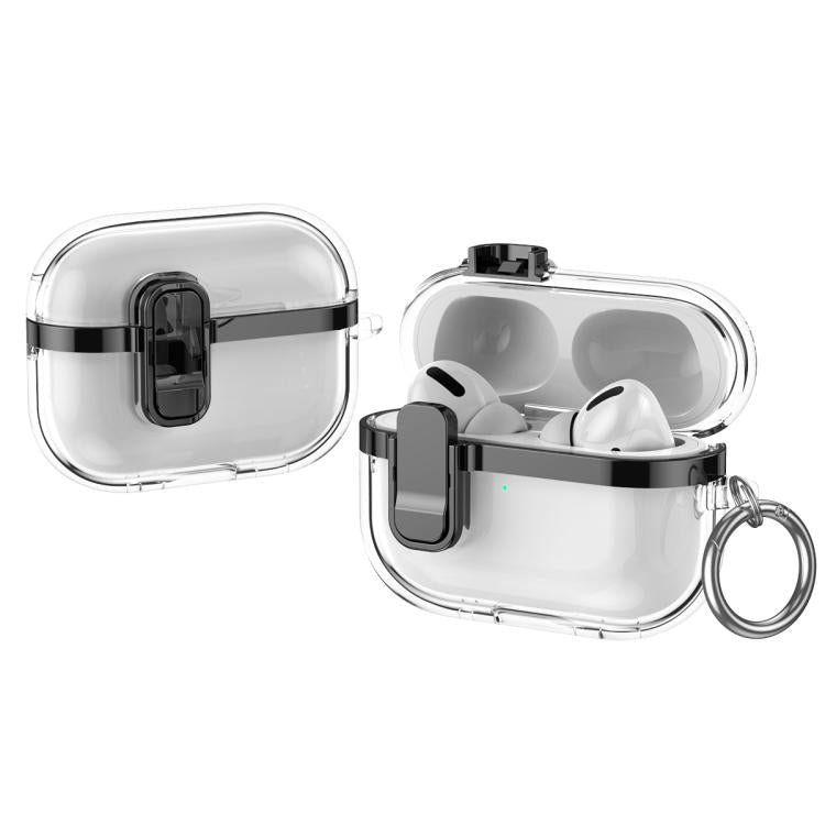 For AirPods Pro 2 Electroplating Transparent Wireless Earphones Case with Security Lock
