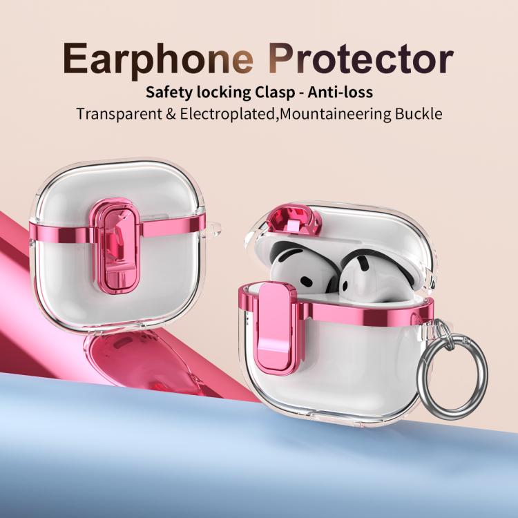 For AirPods Pro 2 Electroplating Transparent Wireless Earphones Case with Security Lock