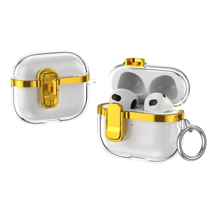 For AirPods 3 Electroplating Transparent Wireless Earphones Case with Security Lock