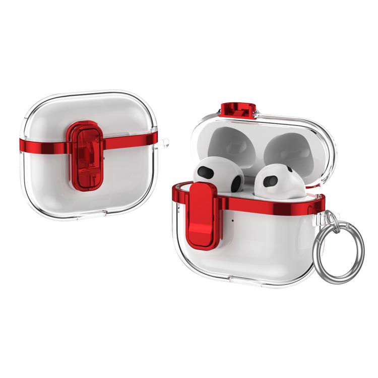 For AirPods 3 Electroplating Transparent Wireless Earphones Case with Security Lock