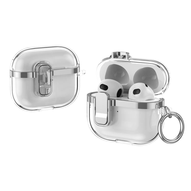 For AirPods 3 Electroplating Transparent Wireless Earphones Case with Security Lock