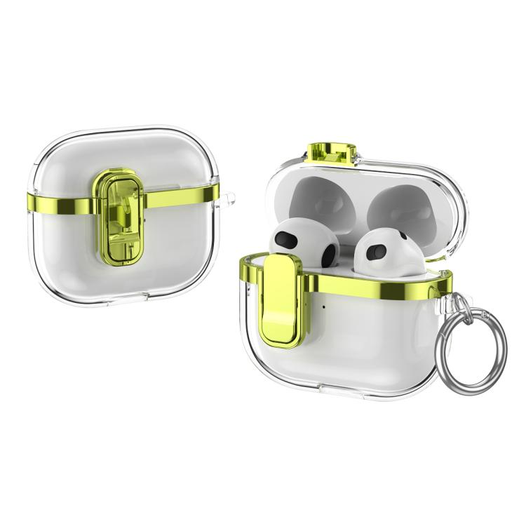 For AirPods 3 Electroplating Transparent Wireless Earphones Case with Security Lock