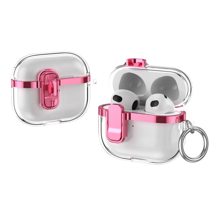 For AirPods 3 Electroplating Transparent Wireless Earphones Case with Security Lock