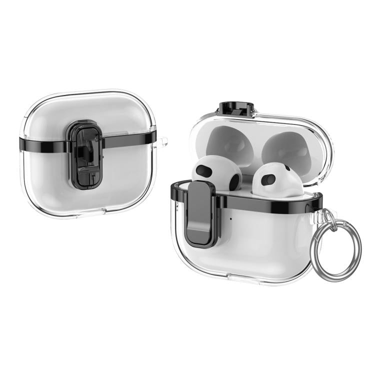 For AirPods 3 Electroplating Transparent Wireless Earphones Case with Security Lock