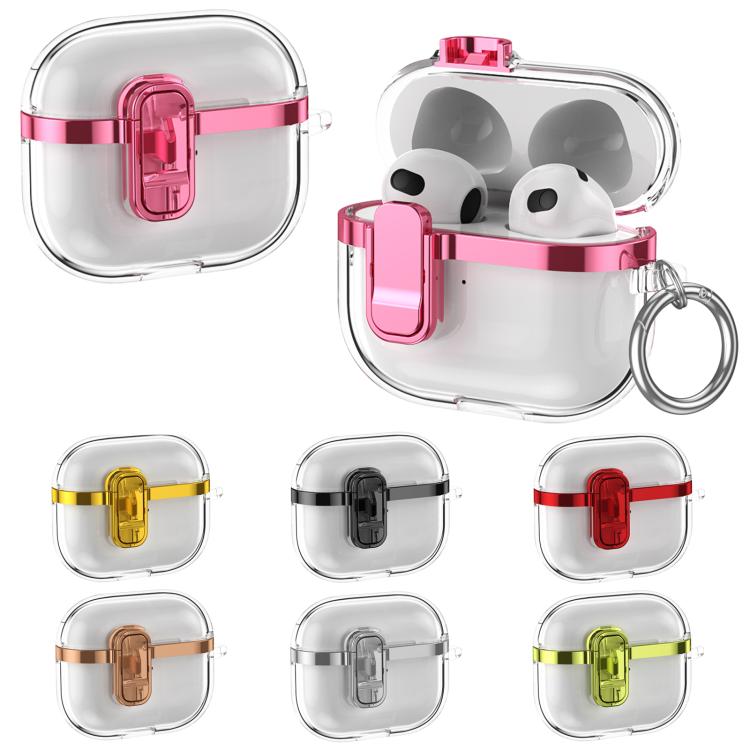 For AirPods 3 Electroplating Transparent Wireless Earphones Case with Security Lock