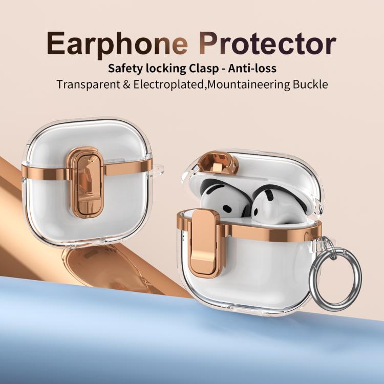For AirPods 3 Electroplating Transparent Wireless Earphones Case with Security Lock