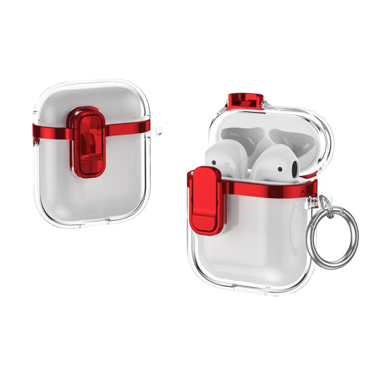 For AirPods 1 / 2 Electroplating Transparent Wireless Earphones Case with Security Lock