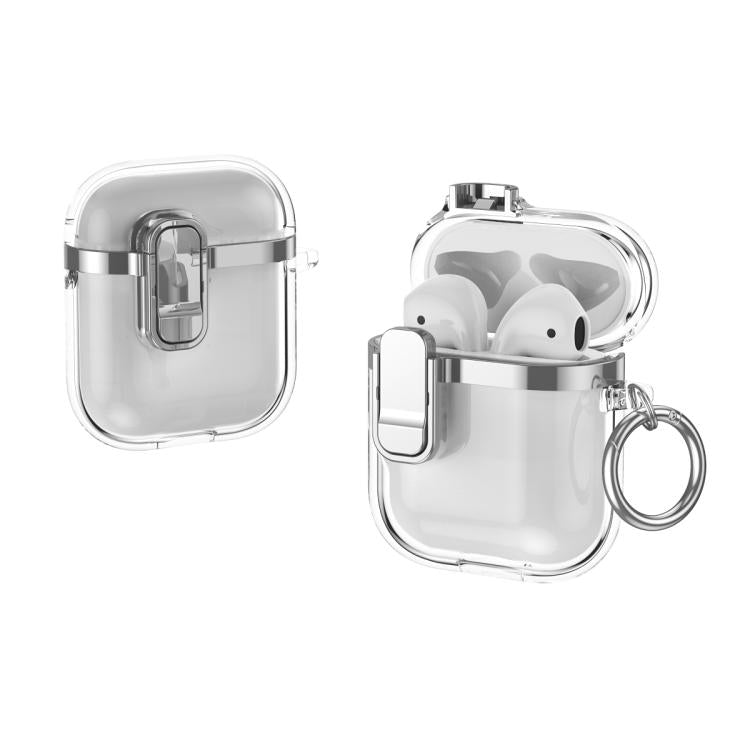 For AirPods 1 / 2 Electroplating Transparent Wireless Earphones Case with Security Lock