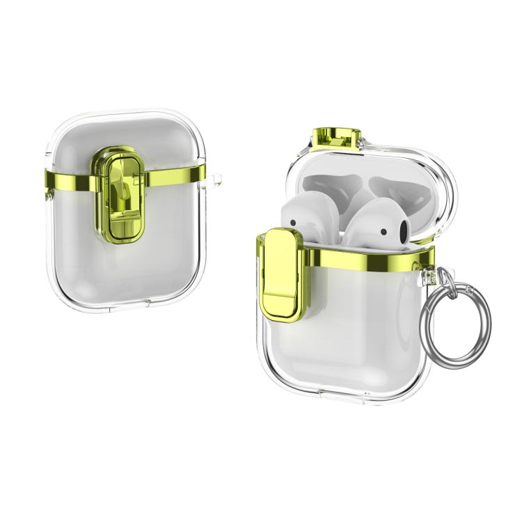 For AirPods 1 / 2 Electroplating Transparent Wireless Earphones Case with Security Lock