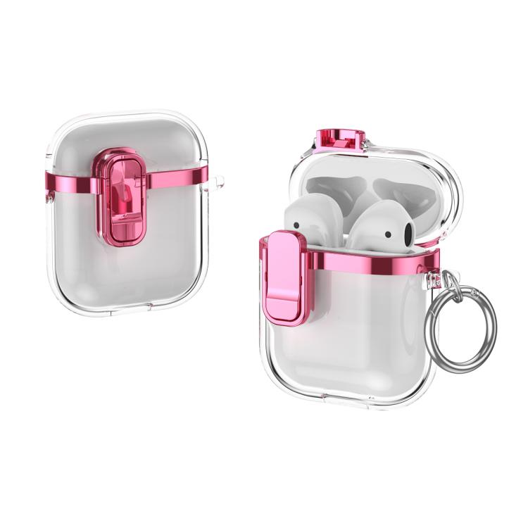 For AirPods 1 / 2 Electroplating Transparent Wireless Earphones Case with Security Lock