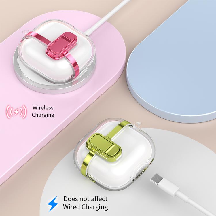 For AirPods 1 / 2 Electroplating Transparent Wireless Earphones Case with Security Lock
