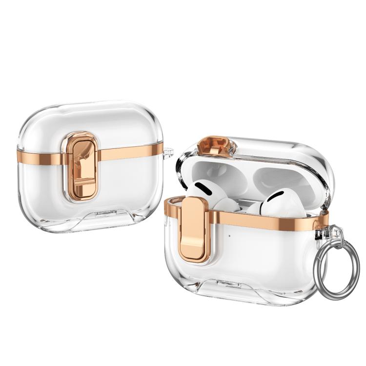 For AirPods Pro 3 Electroplating Transparent Wireless Earphones Case with Security Lock