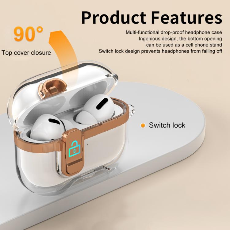 For AirPods Pro 3 Electroplating Transparent Wireless Earphones Case with Security Lock