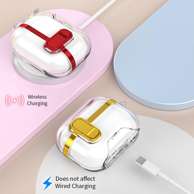For AirPods Pro 3 Electroplating Transparent Wireless Earphones Case with Security Lock