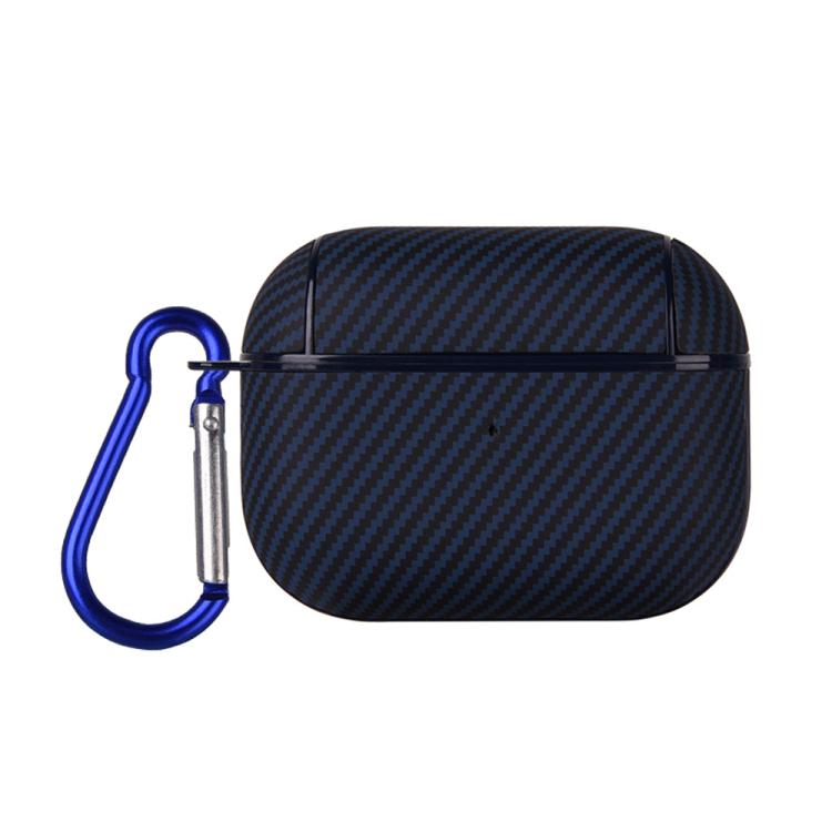 For AirPods Pro 2 Carbon Fibre Texture PU Earbuds Box PC Case with Hook