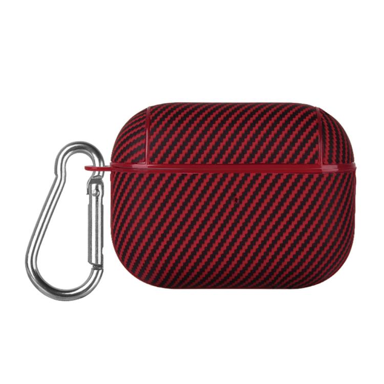 For AirPods Pro Carbon Fibre Texture PU Earbuds Box PC Case with Hook