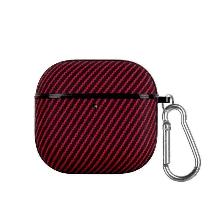 For AirPods 4 Fibre Texture PU Earbuds Box PC Case with Hook