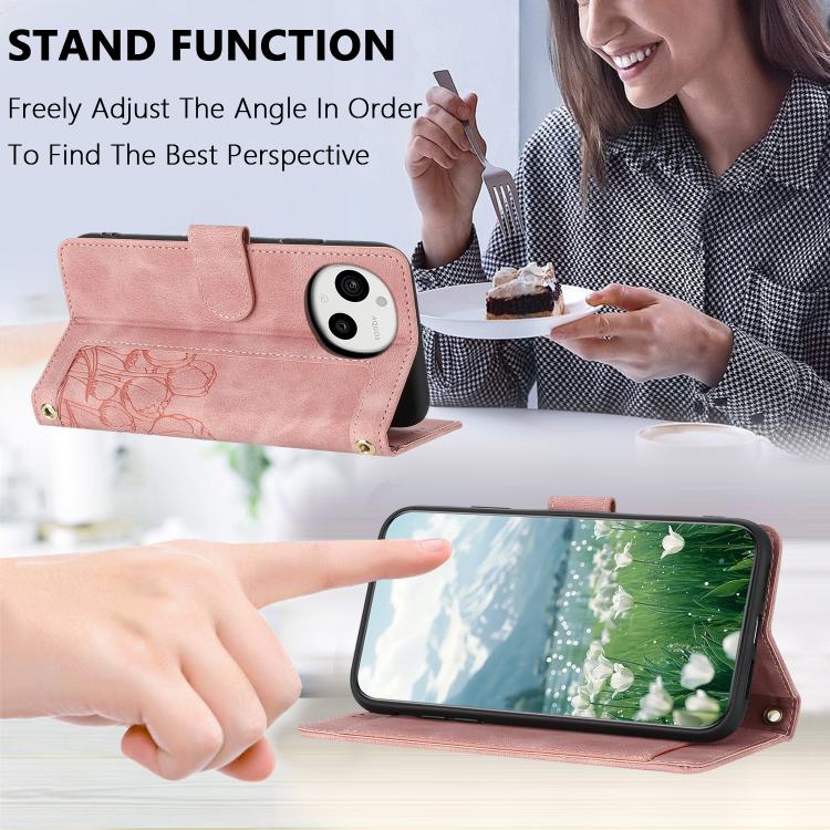 For Sharp Aquos Sense9 Tulips Embossed Leather Phone Case with Lanyard