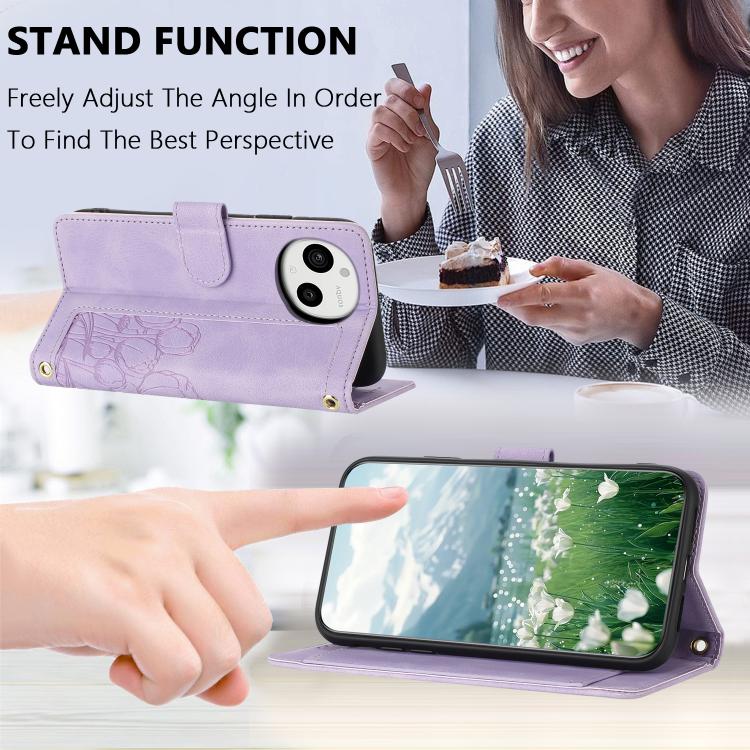 For Sharp Aquos Sense9 Tulips Embossed Leather Phone Case with Lanyard