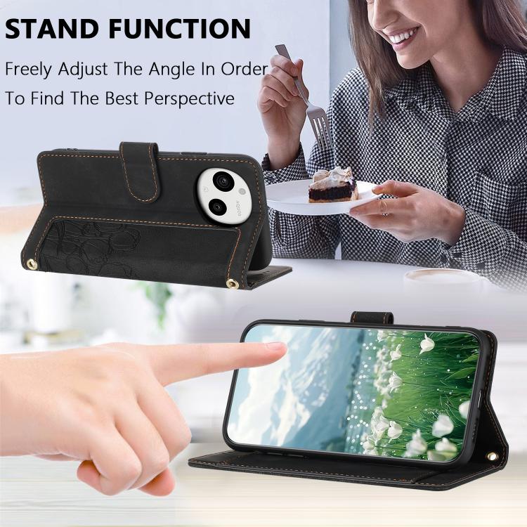 For Sharp Aquos Sense9 Tulips Embossed Leather Phone Case with Lanyard