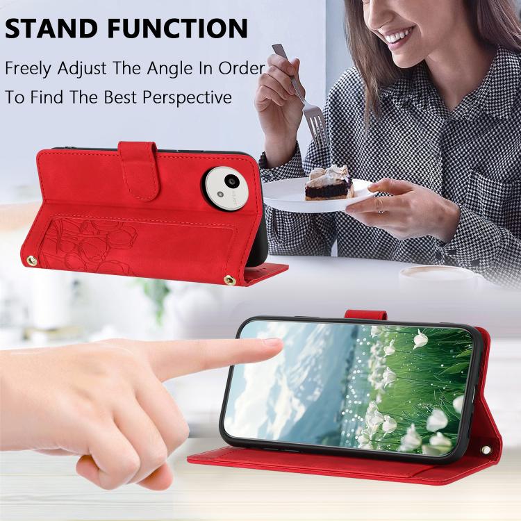 For Sharp Aquos wish5 Tulips Embossed Leather Phone Case with Lanyard