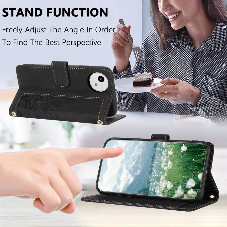 For Sharp Aquos wish5 Tulips Embossed Leather Phone Case with Lanyard