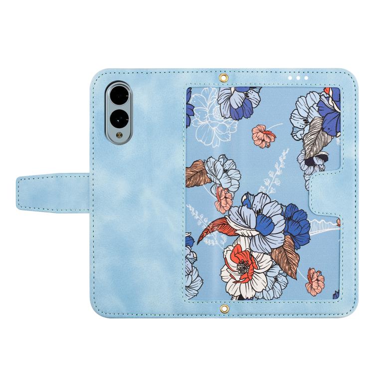 For Fujitsu Arrows We2 Floral Pattern Leather Phone Case with Lanyard