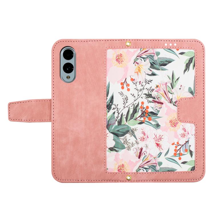 For Fujitsu Arrows We2 Floral Pattern Leather Phone Case with Lanyard