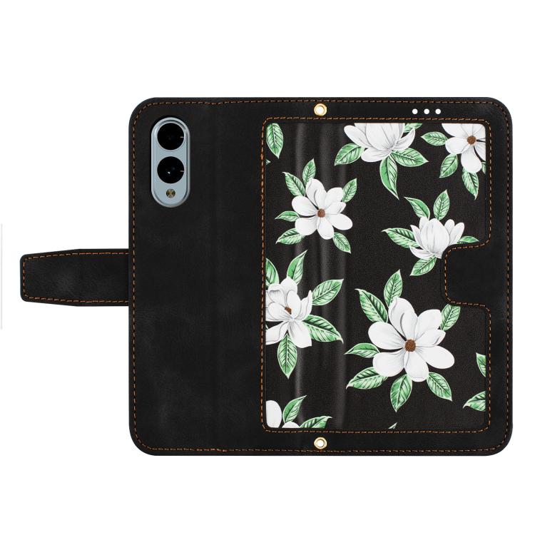 For Fujitsu Arrows We2 Floral Pattern Leather Phone Case with Lanyard