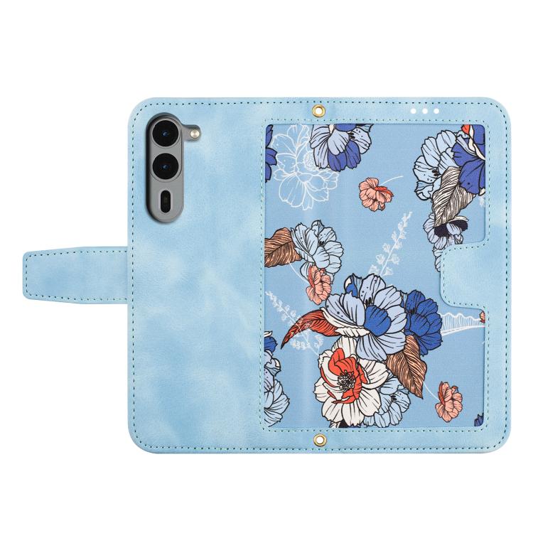 For Fujitsu Arrows We2 Plus Floral Pattern Leather Phone Case with Lanyard