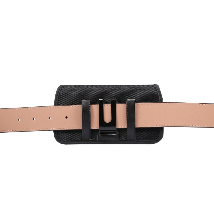 Durable Oxford Cloth Horizontal Plate Hanging Waist Phone Waist Pack Leather Case with Card Slot, Suitable for 4.7 inch Smartphones(Black)