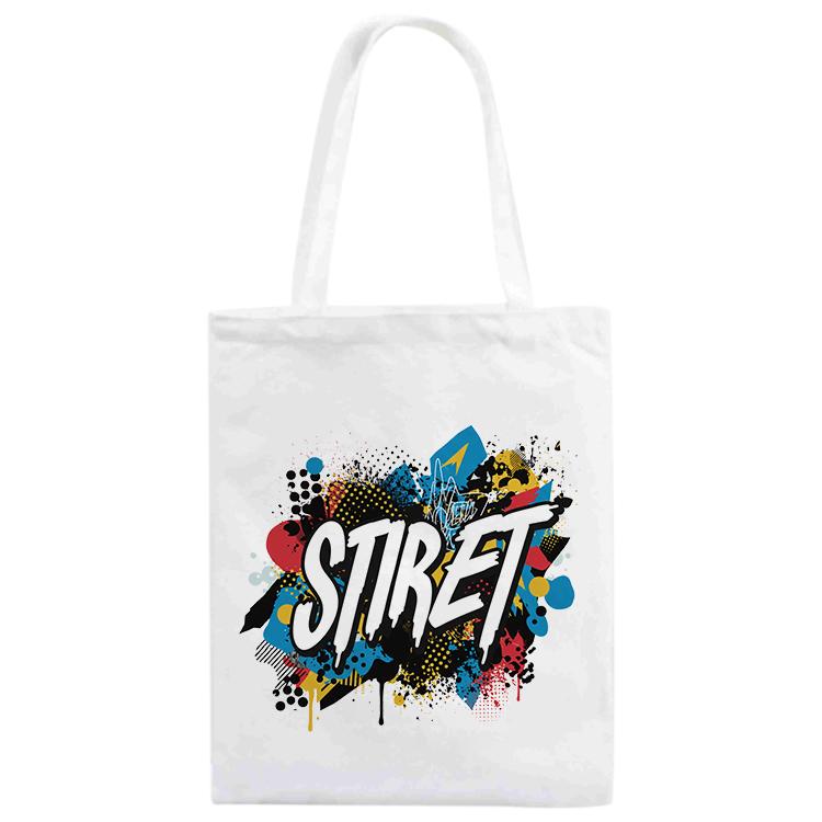 Alphabet Printed Canvas Handbag Digital Print On Your Demand, Size:25x20cm