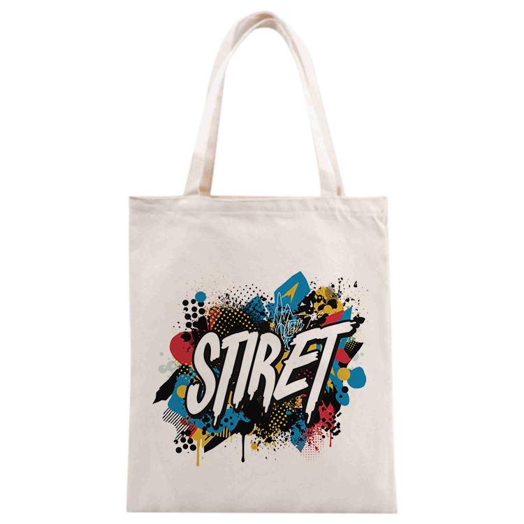 Alphabet Printed Canvas Handbag Digital Print On Your Demand, Size:30x25cm