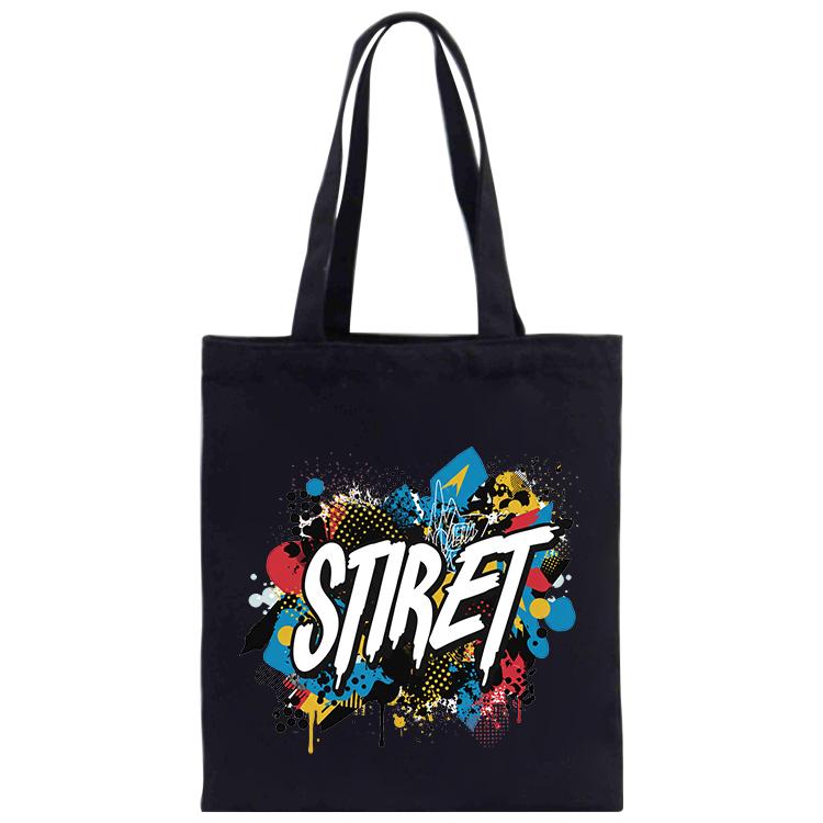 Alphabet Printed Canvas Handbag Digital Print On Your Demand, Size:40x35cm