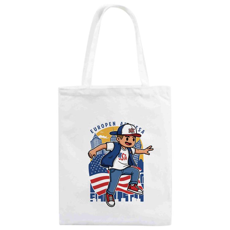Boy Printed Canvas Handbag Digital Print On Your Demand, Size:25x20cm