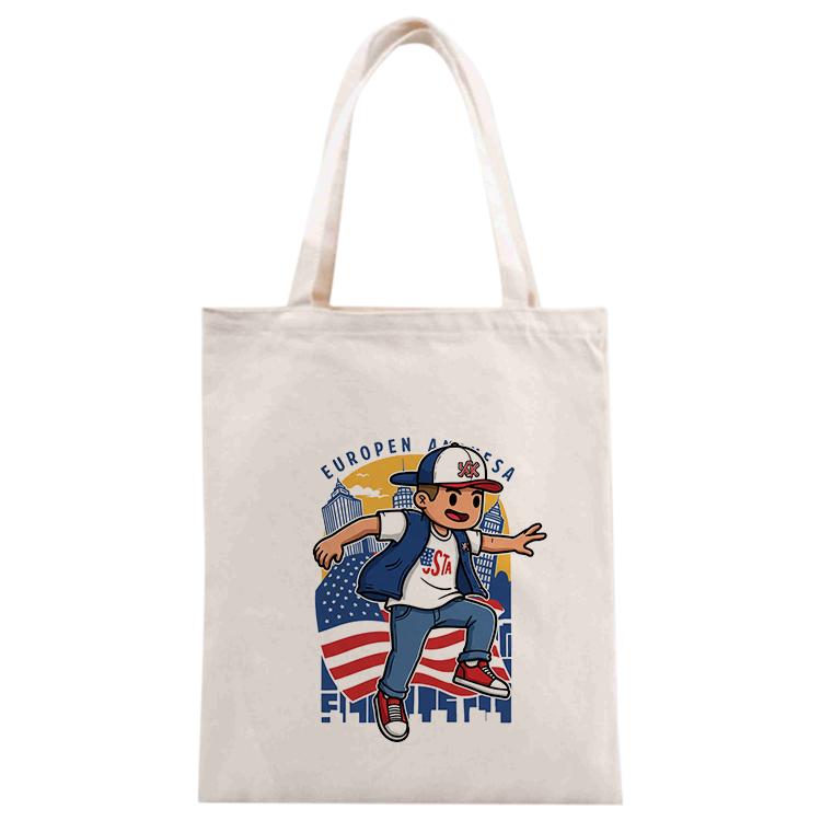 Boy Printed Canvas Handbag Digital Print On Your Demand, Size:40x35cm