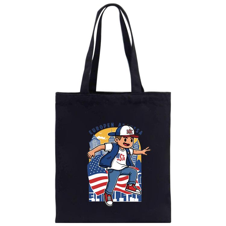 Boy Printed Canvas Handbag Digital Print On Your Demand, Size:40x35cm