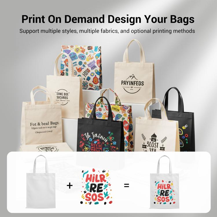 Flowers Printed Canvas Handbag Digital Print On Your Demand, Size:35x30cm