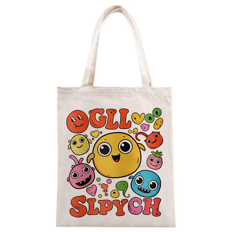 Funny Face Printed Canvas Handbag Digital Print On Your Demand, Size:25x20cm
