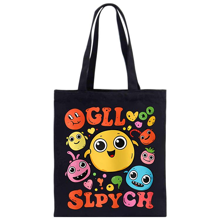 Funny Face Printed Canvas Handbag Digital Print On Your Demand, Size:25x20cm