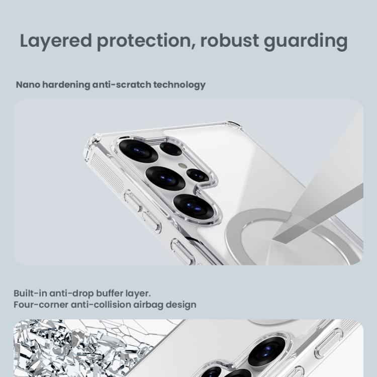 For Samsung Galaxy S25 Ultra 5G NILLKIN Ultra Clear Magsafe PC + TPU Phone Case - Transparent