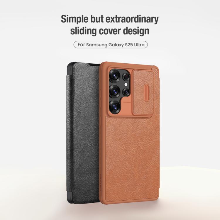 For Samsung Galaxy S25 Ultra 5G NILLKIN QIN Series Pro Sliding Camera Cover Design Leather Phone Case