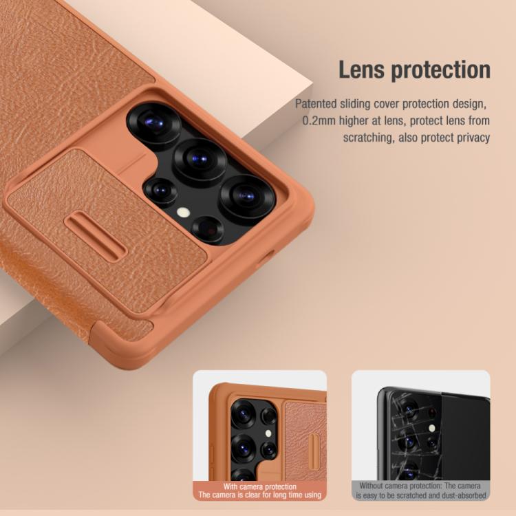 For Samsung Galaxy S25 Ultra 5G NILLKIN QIN Series Pro Sliding Camera Cover Design Leather Phone Case