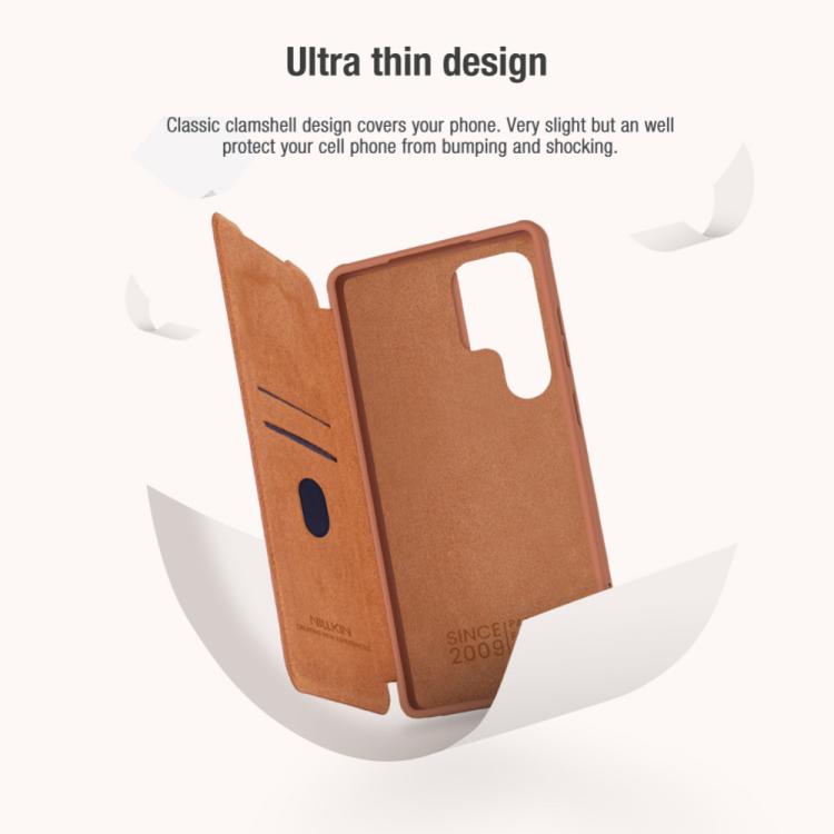 For Samsung Galaxy S25 Ultra 5G NILLKIN QIN Series Pro Sliding Camera Cover Design Leather Phone Case