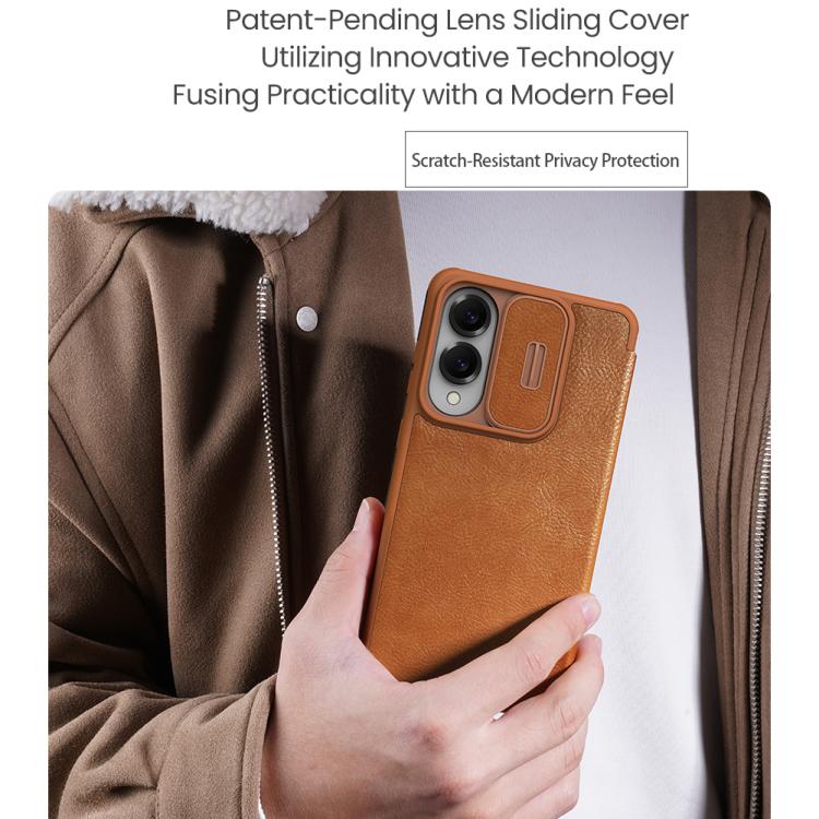 For Samsung Galaxy S25 Edge 5G NILLKIN QIN Series Pro Sliding Camera Cover Design Leather Phone Case
