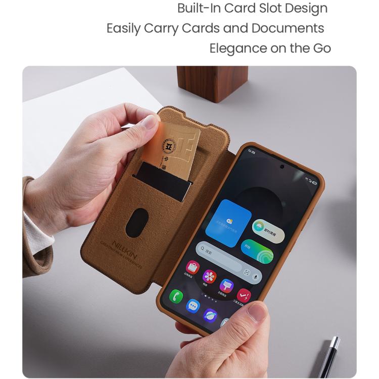 For Samsung Galaxy S25 Edge 5G NILLKIN QIN Series Pro Sliding Camera Cover Design Leather Phone Case